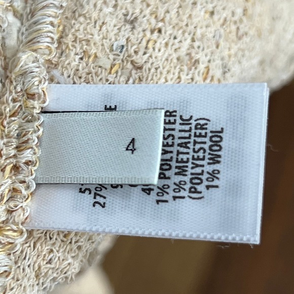 St John Womens Blazer Jacket 4 Tan Tweed Cotton Linen Career Snap Button Crew - Picture 6 of 8